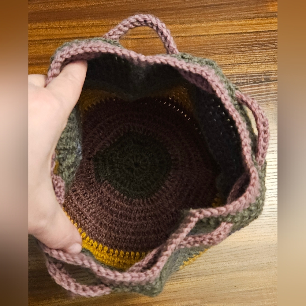 Crochet Drawstring Backpack - Purple & Gray - Picture 6 of 6